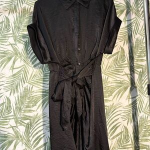 Steve Madden Sleek Black Ruched Dress